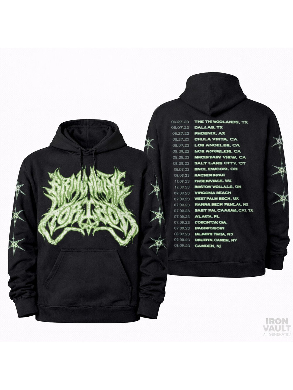 Spiritbox The Eternal Blue Tour 2023 Concert Hoodie Black Neon Green Small S